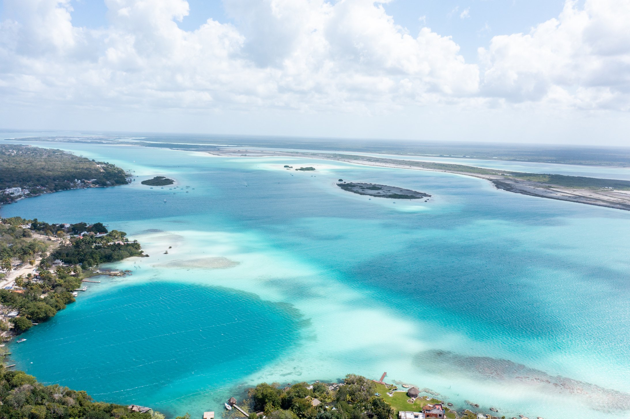 Drone view of Bacalar lagoons