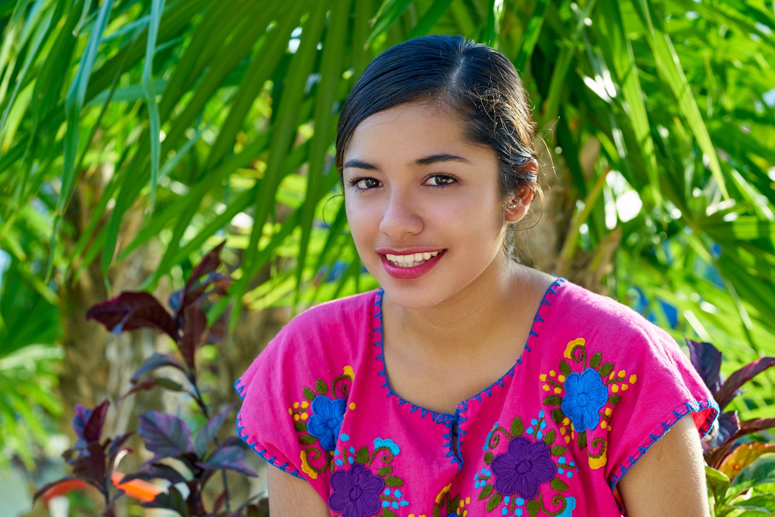 Mexican Latin Woman with Mayan Dress